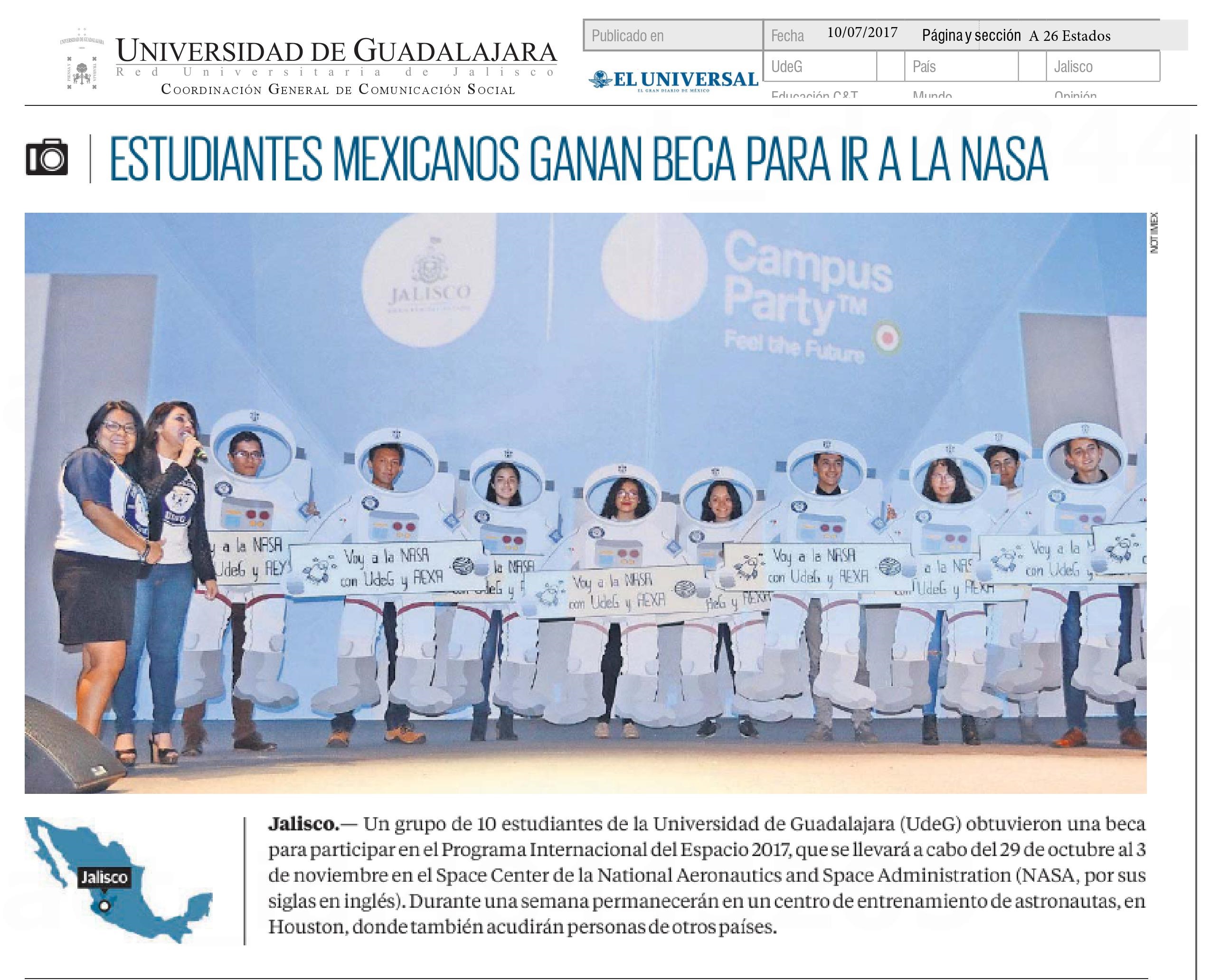 Estudiantes mexicanos ganan beca para ir a la NASA Centro