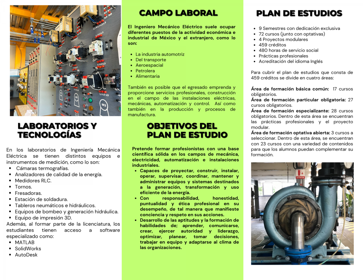 Infografía institucional de la carrera de Ingeniería Mecánica Eléctrica – parte 2