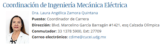 Directorio de la carrera de Ingeniería Mecánica Eléctrica