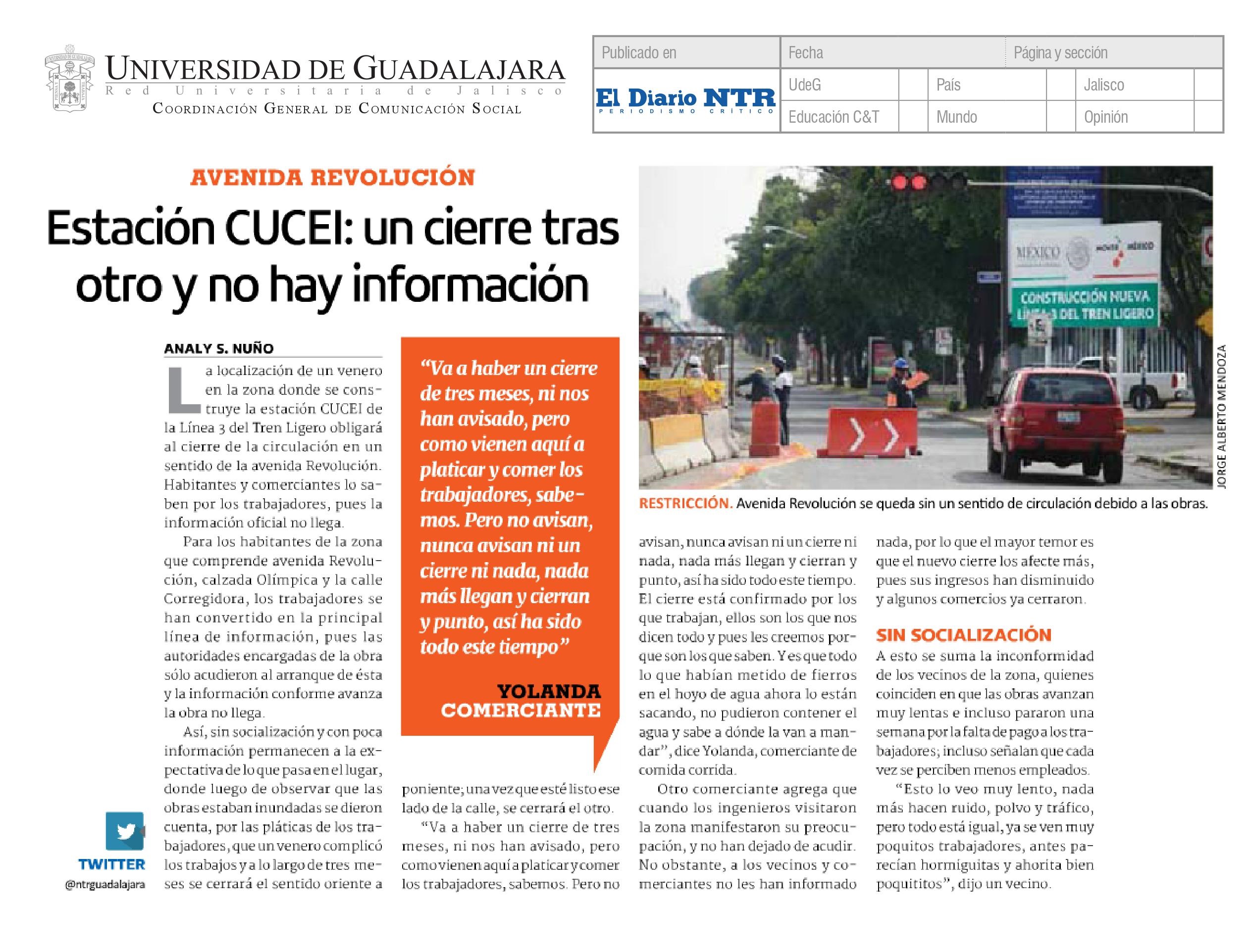 Estación CUCEI un cierre tras otro y no hay información Centro